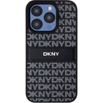 DKNY Repeat Pattern Tonal Stripe kryt na iPhone 15 Pro Max - čierny