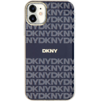 DKNY Repeat Pattern Tonal Stripe kryt s MagSafe pre iPhone 11 - tmavomodrý