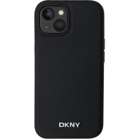 DKNY Silver Metal Logo kryt s MagSafe pre iPhone 14 - čierny
