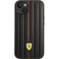 Ferrari Leather Embossed Stripes kryt pre iPhone 14 Plus - čierny