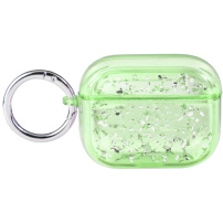 Transparentný obal s trblietkami pre AirPods Pro - zelený