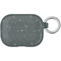 Transparentný trblietavý obal s karabínou pre AirPods Pro - sivý