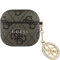 Guess 4G Script Charms obal pre AirPods 4 / 5 - hnedý
