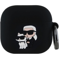 Karl Lagerfeld 3D Logo NFT Karl and Choupette silikónový obal pre AirPods 4 / 5 - čierny