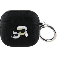 Karl Lagerfeld Embossed Karl and Choupette Heads obal pre AirPods 4 / 5 - čierny