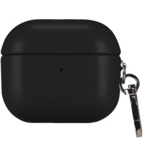 Obal z PU kože s karabínou pre AirPods 4 / 5 - čierny