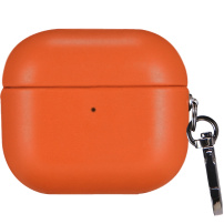 Obal z PU kože s karabínou pre AirPods 4 / 5 - oranžový