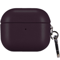 Obal z PU kože s karabínou pre AirPods 4 / 5 - tmavofialový