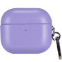 Obal z PU kože s karabínou pre AirPods 4 / 5 - fialový