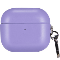 Obal z PU kože s karabínou pre AirPods 4 / 5 - fialový