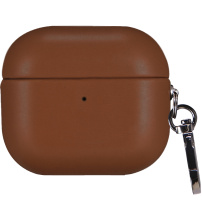 Obal z PU kože s karabínou pre AirPods 4 / 5 - hnedý
