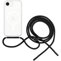 FIXED MagPure Neck transparentný kryt so šnúrkou a MagSafe pre iPhone 16e / 17e - čierny