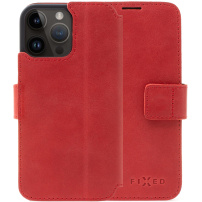FIXED Profit kožené flipové puzdro pre iPhone 14 Pro Max - červené