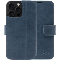 FIXED ProFit kožené flipové púzdro pre iPhone 16 Pro Max - tmavo modré