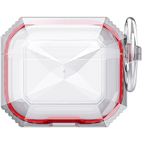 Odolný transparentný obal s farebným rámčekom pre AirPods 4 / 5 - červený