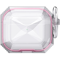 Odolný transparentný obal s farebným rámčekom pre AirPods 4 / 5 - ružový