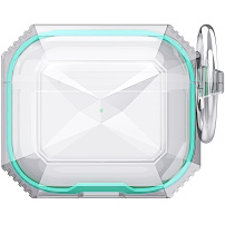 Odolný transparentný obal s farebným rámčekom pre AirPods 4 / 5 - tyrkysový