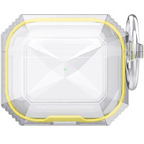 Odolný transparentný obal s farebným rámčekom pre AirPods 4 / 5 - žltý
