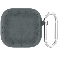 Silikónový obal so vzorom kvetov pre AirPods 4 / 5 - tmavosivý