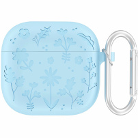 Silikónový obal so vzorom kvetov pre AirPods 4 / 5 - modrý