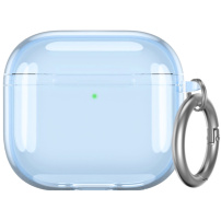 Transparentný obal s karabínou pre AirPods 4 / 5 - modrý