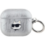Karl Lagerfeld Embossed Choupette Head obal pre AirPods 3 - strieborný
