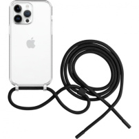 FIXED Pure Neck transparentný kryt so šnúrkou na iPhone 14 Pro Max - čierny