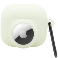 2v1 silikónový ochranný obal pre AirPods 3 / AirTag 1 / 2 - svietiaci v tme