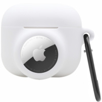 2v1 silikónový ochranný obal pre AirPods 3 / AirTag 1 / 2 - biely