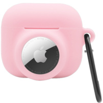 2v1 silikónový ochranný obal pre AirPods 3 / AirTag 1 / 2 - ružový