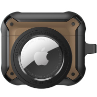 2v1 superodolný ochranný obal pre AirPods 3 / AirTag 1 / 2 - hnedý