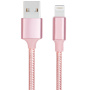Opletený dátový a nabíjací kábel USB-A 2.0 / Lightning pre iPhone / iPad / iPod / AirPods - 13 cm - ružový