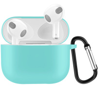 Ochranný silikónový obal s karabínou pre AirPods 3 - tyrkysový