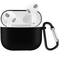 Ochranný silikónový obal s karabínou pre AirPods 3 - čierny