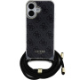 Guess 4G IML Printed Crossbody kryt so šnúrkou pre iPhone 16 - šedý