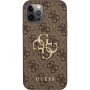 Guess 4G Metal Logo kryt pre iPhone 12 / 12 Pro - hnedý