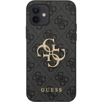 Guess 4G Metal Logo kryt pre iPhone 12 / 12 Pro - sivý
