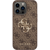 Guess 4G Metal Logo kryt pre iPhone 14 Pro - hnedý
