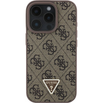 Guess 4G Strass Triangle Metal Logo kryt pre iPhone 16 Pro Max - hnedý