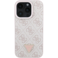 Guess 4G Strass Triangle Metal Logo kryt pre iPhone 16 Pro Max - ružový