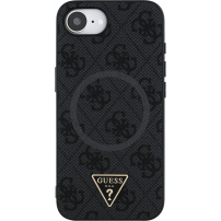Guess 4G Strass Triangle Metal Logo kryt s MagSafe pre iPhone 16e / 17e - sivý