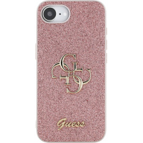 Guess Fixed Glitter 4G Metal Logo trblietavý kryt pre iPhone 16e / 17e - ružový