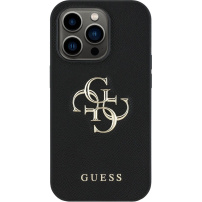 Guess Grained 4G Metal Logo kryt pre iPhone 13 Pro - čierny