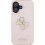 Guess Grained 4G Metal Logo kryt pre iPhone 16 - ružový