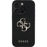 Guess Grained 4G Metal Logo kryt pre iPhone 16 Pro - čierny