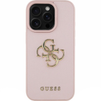 Guess Grained 4G Metal Logo kryt pre iPhone 16 Pro Max - ružový