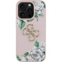 Guess Grained Roses 4G Metal Logo kryt pre iPhone 16 Pro - ružový