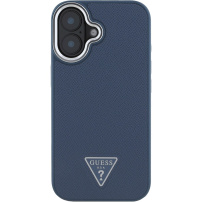 Guess Grained Triangle Logo kryt s MagSafe pre iPhone 16 - tmavomodrý