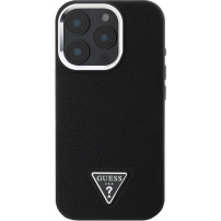 Guess Grained Triangle Logo kryt s MagSafe pre iPhone 16 Pro - čierny