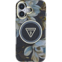 Guess IML Glitter Magnolia and Triangle Logo kryt s MagSafe pre iPhone 16 - čierny
